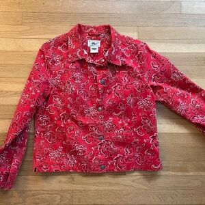 Vintage L.L.Bean Denim Trucker Jacket Red Bandana Western Women’s Medium